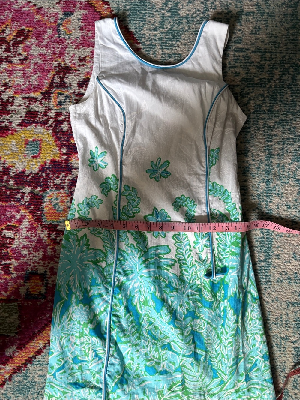 Lilly Pulitzer White Mini Dress with Aqua Floral Print - Picture 7 of 7